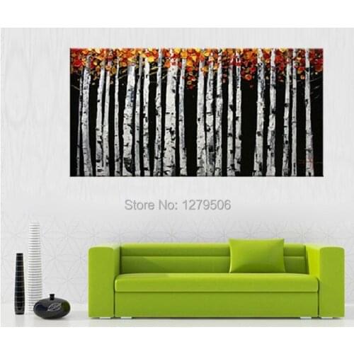 Handmade Abstract Art Oil Painting On Canvas The Poplar Trees For Living Room Decor Hang Group Of Paintings