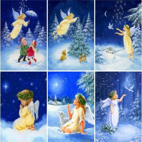 EverShine 5D Diamond Painting Full Square Angel Bead Embroidery Diamond Mosaic Portrait Cross Stitch Winter Picture Rhinestones