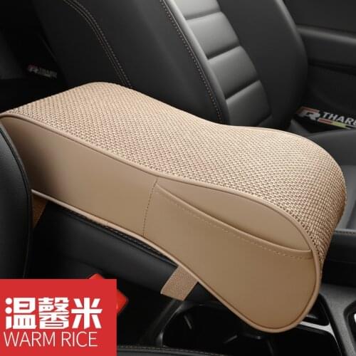 Car Central Armrest Leather Pad Black Auto Center Arm Rest Seat Box Mat Cushion Pillow Cover Vehicle Protective Styling