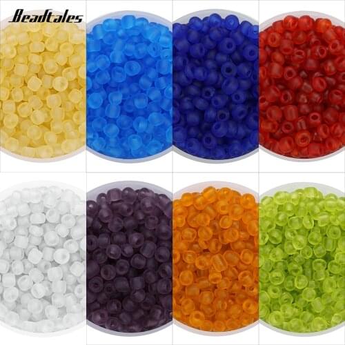 Beadtales 750pcs/pack Candy Colors Frosted Glass Seed Beads 4mm Bulk Handmade Beads Glass for DIY Women Jewelry Findings