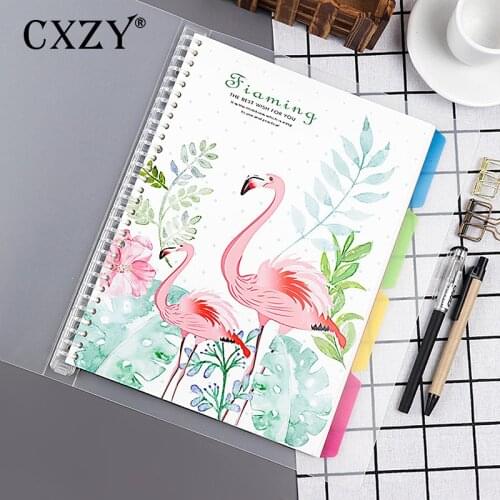 CXZY A5/B5/A4 Flamingo detachable spiral loose leaf Notebook paper sketchbook travel journal filofax Planner bullet agenda 4B826