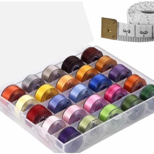 Colorful Plastic side Type L 75D/2 25PCS/BOX for Home Embroidery Machine Prewound Bobbins