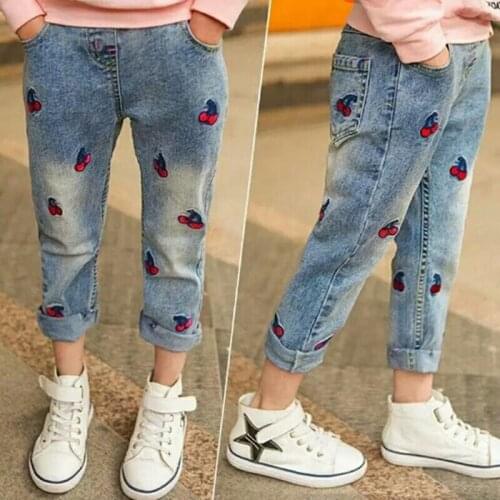 Spring and Autumn New Hole Jeans Girl Children Baby Old Pants