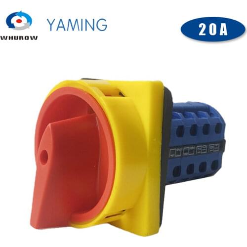 LW26-20 690V 20A Padlock Rotary Cam Switch OFF-ON 2 position 4 Poles 16 terminals main switch emergency stop YMW26-20/4GS