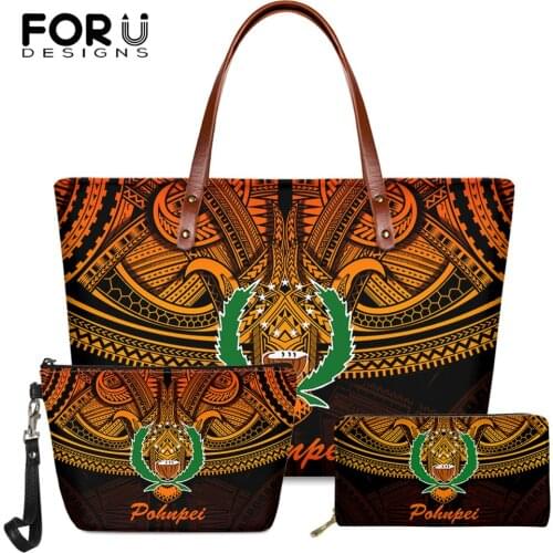 FORUDESIGNS Vintage Polynesian Tribal Bags for Women Pohnpei And Tribe Pattern Female Luxury Shoulder Bag Lady Handbag And Purse