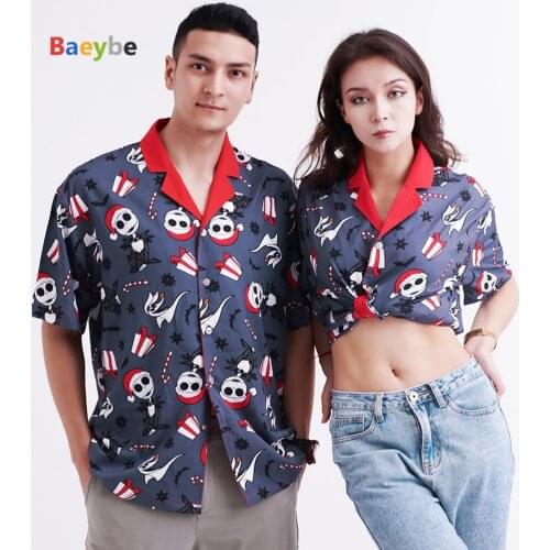Skulls Anime Hawaiian Shirt Women Tops Short Sleeve Beach Shirts Camisas Mujer Blusas Blouses Holiday Party Vacation Streetwear