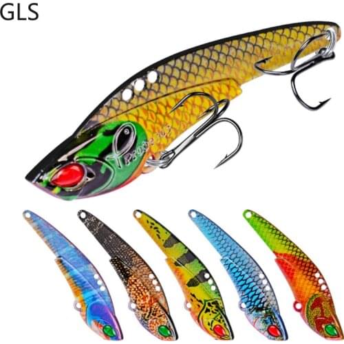 GLS 2021 New 1Pcs High Quality 5 Colors Fishing Tackle VIB Fishing Lure 22g 7.7cm Metal 3D Eyes Fake Lure