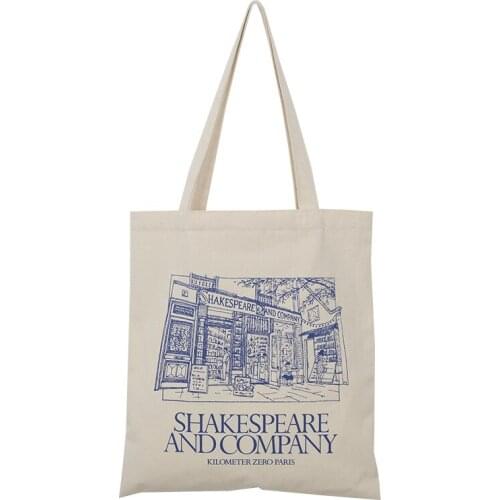 Women Canvas Shoulder Bag for Girls Shakespeare Print Ladies Shopping Bags Cotton Cloth Fabric Grocery Handbags Tote Books Bag