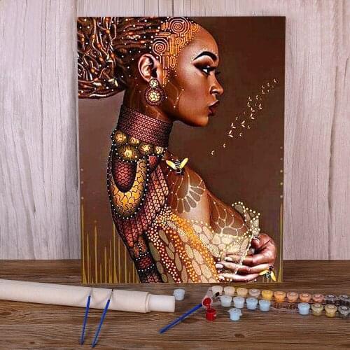 Indian Woman DIY Painting By Numbers Package Oil Paints 40*50 Canvas Pictures New Design Children Handicraft Wall Art Drawing