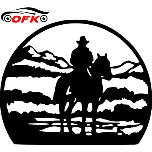 OFK Lone Horse Man Interesting Decorative Car Window Glass Decal Sticker Black/Silver 20cm*16cm
