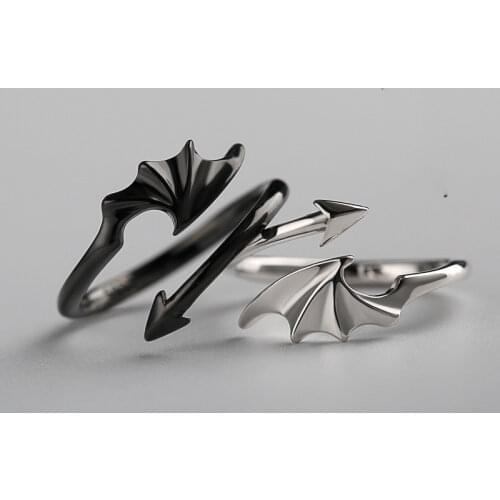 Rings For Women Men Aesthatic Grunge 2021 Fashion Angel Devil Wings Lovers Cool Rings Korea Simple Ring Gift Gothic Halloween