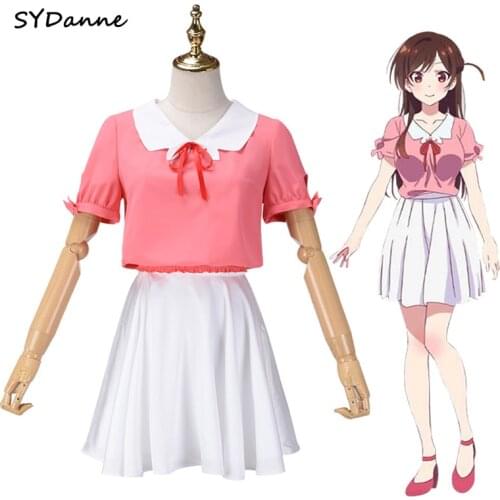 Rent A Girlfriend Cosplay Ichinose Mizuhara Chizuru Cosplay Costume Top Short Skirt Suit Halloween Carnival Costumes Cosplay wig