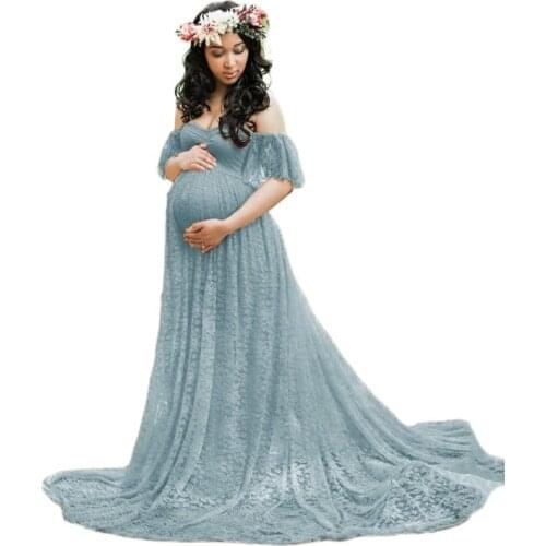 Maternity Lace Long Dresses Photo Shoot Pregnancy Dress Photography Baby Shower Maxi Gown Wedding Dress Pregnant Women Clothing