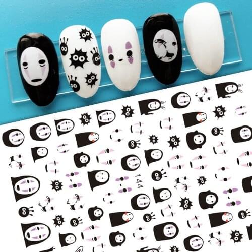 Japanese Anime Nail Stickers Cute Rabbit Nail Art Decorations No Face Man Nail Sliders For Manicure Spirited Away Prince Foils