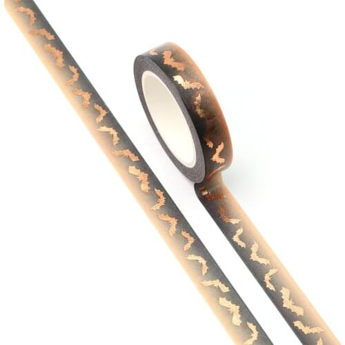 NEW 10pcs/Lot Decorative Gold Foil Bat Halloween Washi Tapes for Bullet Journal Adhesive Masking Tape Cute Stationery