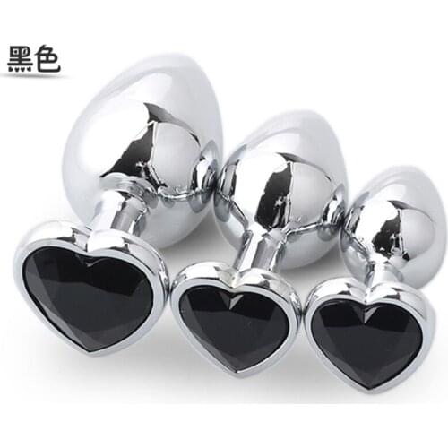 New Adult Games Toy Sex Shop Multiple Color Heart-shaped Metal Anal Plug 3 pce/set Anal Ass Butt Plug Massage Stimulate Fetish