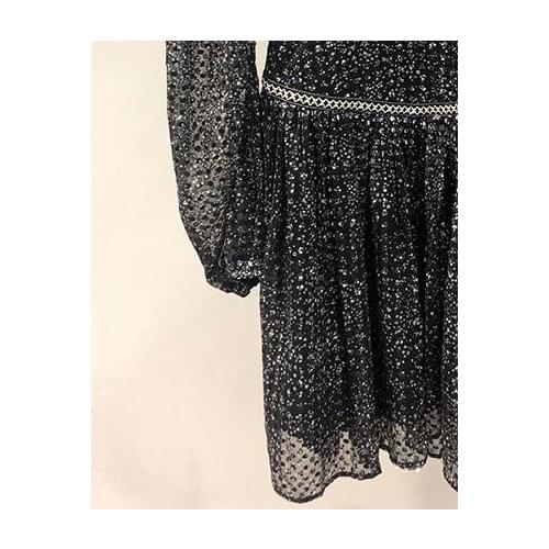 2020 Autumn and Winter New Women Dress Fashion Ladies Style Heavy Industry Sequin Embroidery Long Sleeve Dress