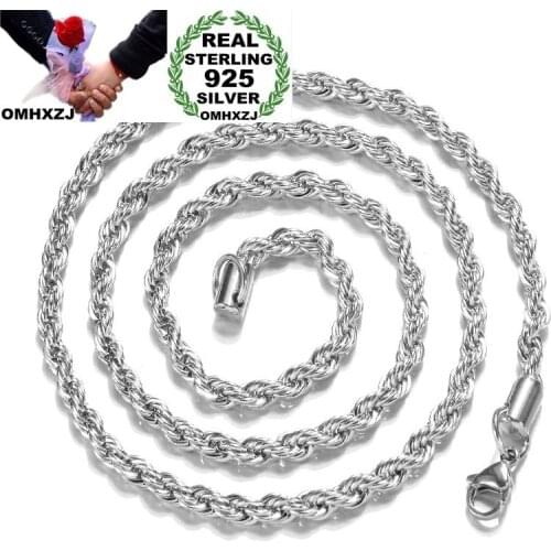 OMHXZJ Wholesale Personality Fashion Unisex Party Wedding Gift Silver 2MM Rope Chain 925 Sterling Silver Chain Necklace NC184