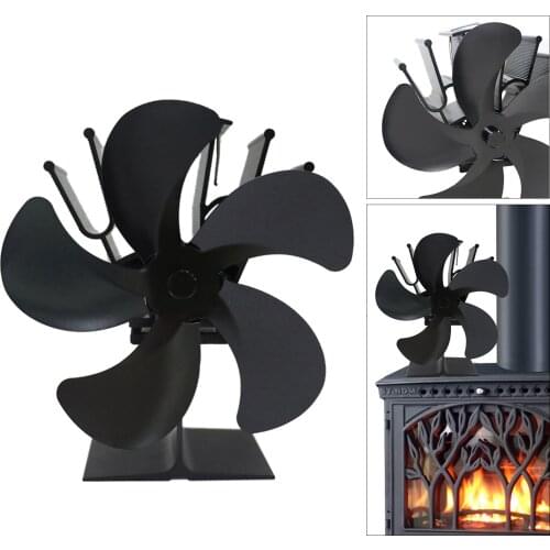 Stove Fan 5 Blades 55-75° C Start Silent Operation Heat Powered Stove Fan Eco Fan for Wood Stove/Fireplace/Gas/Pellets/Wood/Logs