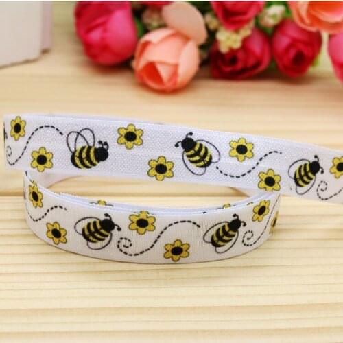 DHK 5/8'' 5yards Fold Elastic FOE tsum printed headband headwear hair band diy decoration OEM Wholesale E117