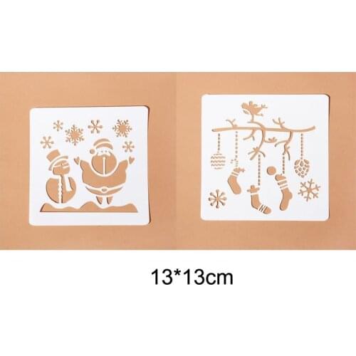Christmas Old Man Layering Stencils Painting Scrapbooking Stamp Album Decor Embossing Paper Card Template Stencil Snowflake