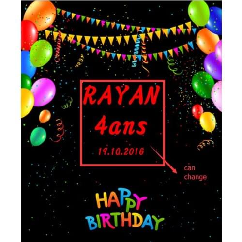 VinylBDS Children Black Photography Backdrops Black Happy Birthday Photo Studio For Children Backdrop