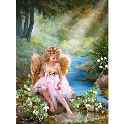 YIKEE 5D DIY Diamond Painting Baby Angel Full Square/Round Drill Diamond Embroidery Wedding Picture Of Rhinestones Beadwork y655