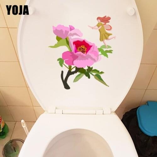 YOJA 20.5*22.8CM Peony Flower Fairy Kids Room Wall Stickers Mural Home Bathroom Toilet Decor T1-0710