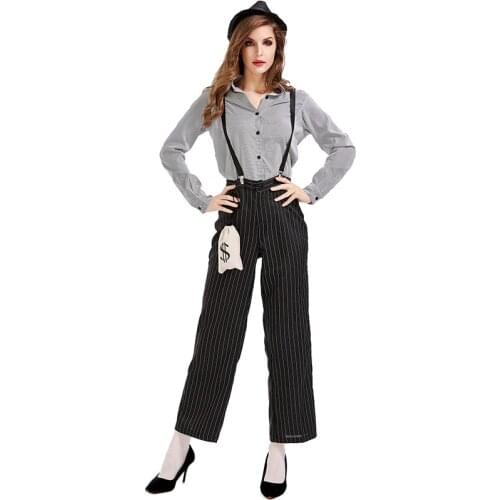Umorden Purim Halloween Costumes for Women 1920s Mafia Female Gangster Costume Cosplay