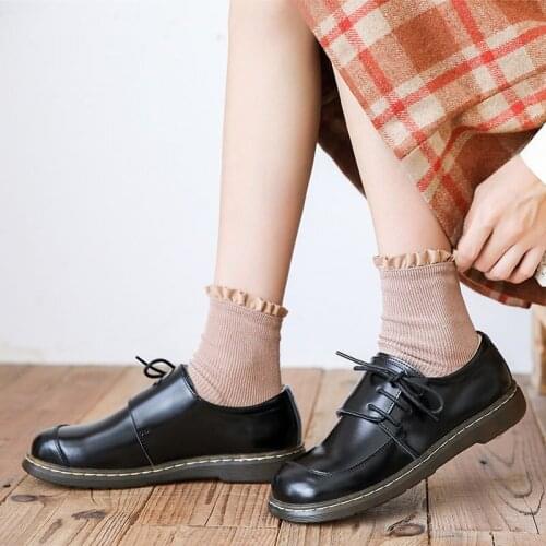 QPFJQD Mori Girl Style WomenS Casual Shoes Genuine Split Leather Japanese Harajuku Student Literary Retro Mary Jane Flats 2020