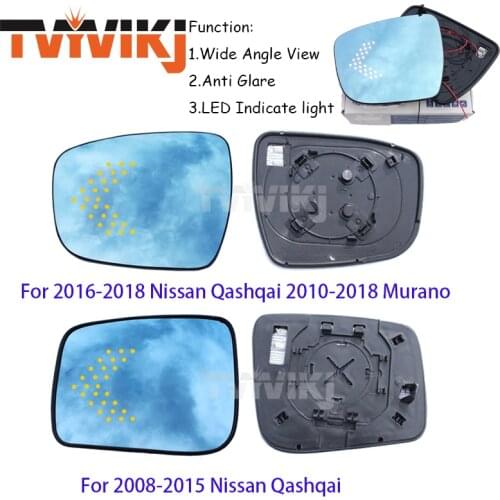 TVYVIKJ Side Rearview Mirror Blue Glass Lens with LED Indicate light For Nissan Qashqai Murano 2008-2018 Wide Angle View anti
