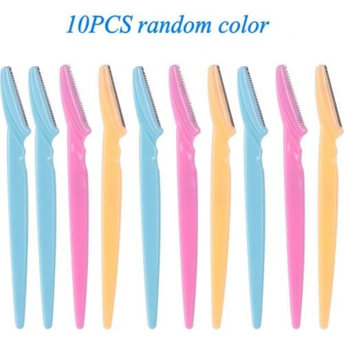 10Pcs /Set Eyebrow Cutters Special Eyebrow Trimming Artifact For Beginners Set Type Eyebrow Scraper Random Color