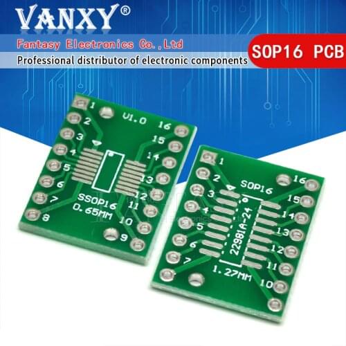 10PCS TSSOP16 SSOP16 SOP-16 SOP16 to DIP16 Transfer Board DIP Pin Board Pitch Adapter PCB