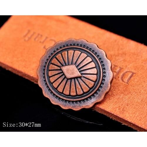 10X 30*27MM Antique Copper Tribal Beauty Diamond Flower LEATHERCRAFT Belt Handbag CONCHOS Screwback