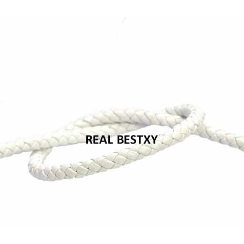 2m/lot approx 5mm white Braided Leather Cord String Rope For Women Men Bracelet Jewelry Craft Making DIY Findings Accessories