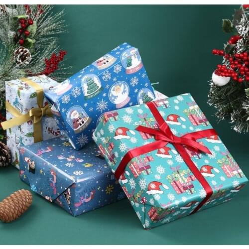 2Pcs Exquisite Gift Wrapping Paper 50*70cm Christmas Wrapping Birthday Gift Cartoon Wrapping Paper Wrapping Book Papers