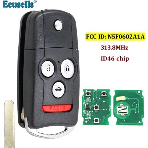3+1 Panic 4 Button Remote Key Fob 313.8MHz ID46 Chip for Acura MDX RDX 2007-2012 FCC ID: N5F0602A1A