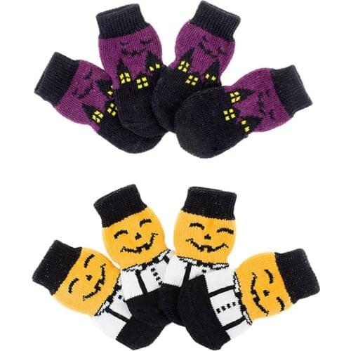 4pcs Pet Knits Socks Warm Puppy Dog Shoes Anti Slip Skid Socks for Small Dogs Wear Slip On Paw Protector