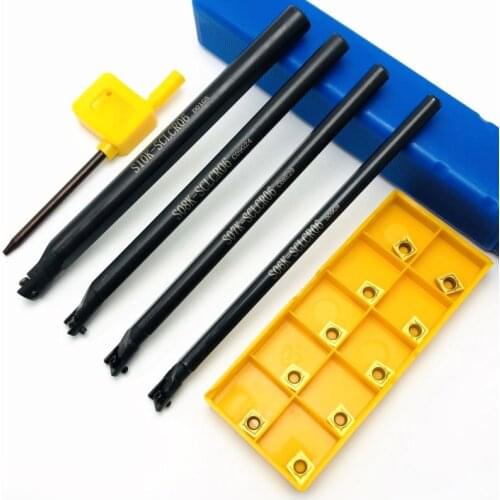 4PCS S06K-SCLCR06+S07K+S08K+S10K 95 degree spiral turning tool boring bar + 10PCS CCMT060204 cutting tools