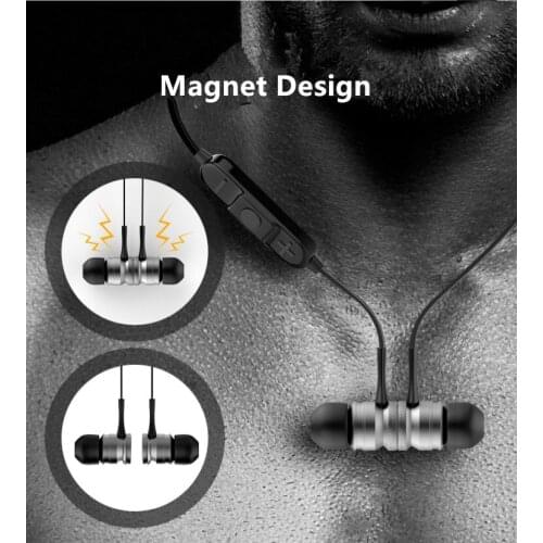 H5 Stereo Magnetic Wireless Earbuds Bluetooth Headphone HD Sound Quality Sport Headsets With Microhone Volume Control