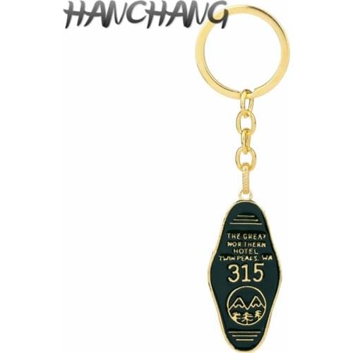 TV Jewelry Twin Peaks The Great Northern Hotel 315 Logo Pendant Keychain Alloy Shield Key Rings Holder Car Accessories Gifts