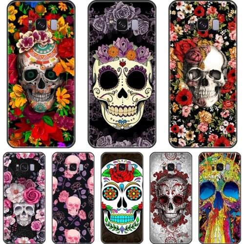Phone Case For Samsung Galaxy Note 9 8 5 4 Soft Silicone Skull Rose Back Cover For Samsung Galaxy S5 S6 S7 Edge S8 S9 Plus Case