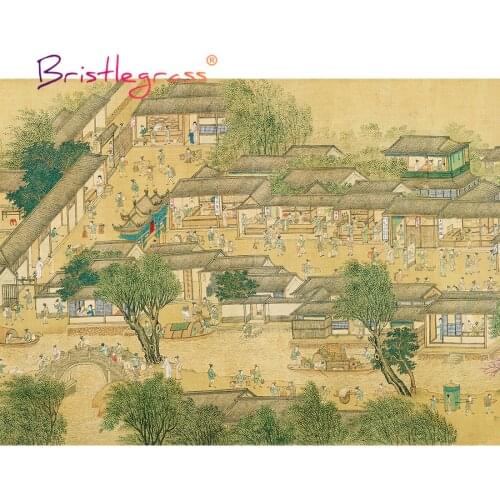 BRISTLEGRASS Wooden Jigsaw Puzzle 500 1000 Piece Qingming Riverside Scene Business Street Educational Toy Chinese Painting Decor