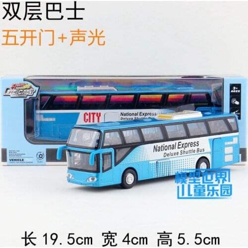 High-simulation double-decker bus, sightseeing bus,1:32 scale alloy pull back cars,5 open door,gift toy,free shipping