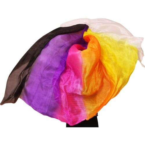 2017 design 100% real silk belly dance veil, cheap dance veils,tari perut kostum veil wholesale 250*114cm B+P+R+O+Y+W