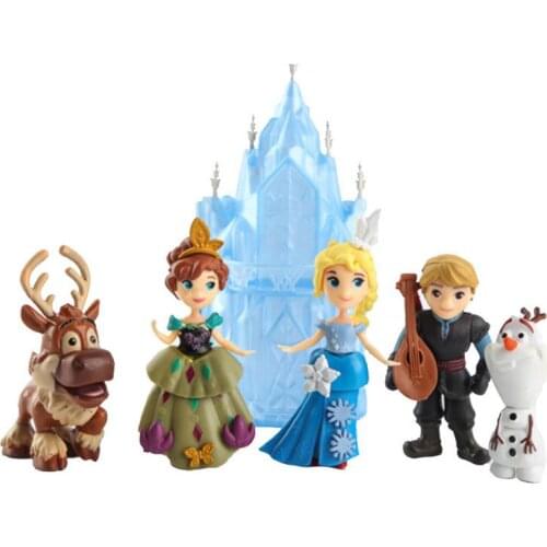 Disney Princess Toys 6pcs/Lot 6-16cm Frozen Elsa Anna Olaf Sven Castle Ice Palace Throne Pvc Action Figure Toys Dolls For Kid