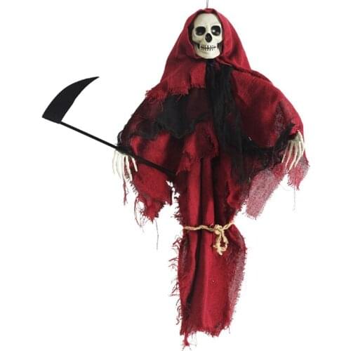Halloween Hanging Ghost Scary Horror Red Skull and Sickle Grim Reaper Pendant Halloween Decoration Props