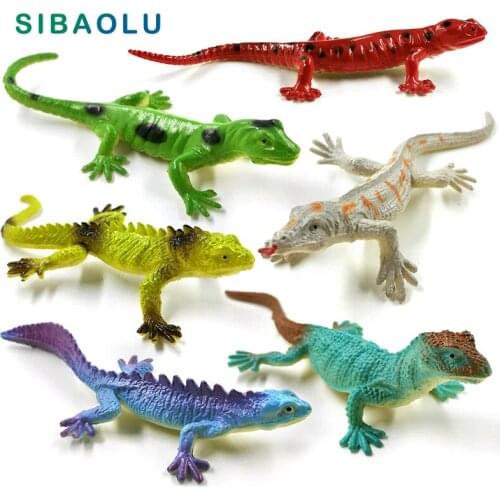 6pcs New Diy Artificial Lizard pvc figurine Reptile Animal model home decor miniature fairy garden decoration accessories modern