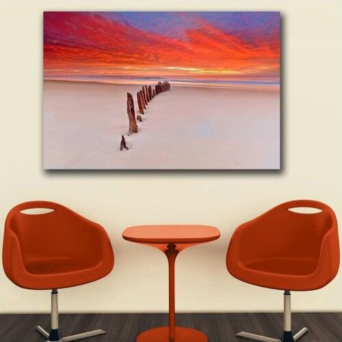 Large size Printing Oil Painting Beautiful evening lost pier wall art canvas print pictures for living room and bedroom No Frame
