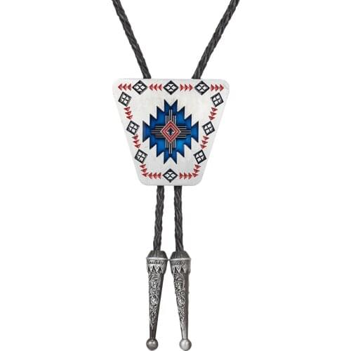 KDG Western Cowboy Shield Bolo Tie Pendant Necklace Western Cowboy Leather Tie Men and Women Same Style